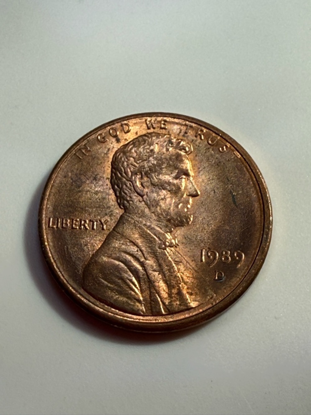 1989-D Lincoln Penny - Copper Error Double Die